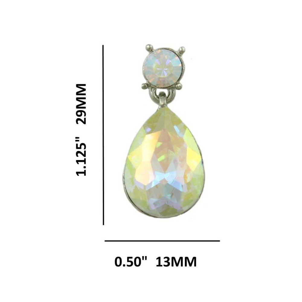 Aurora Borealis Teardrop Pierced Earring - REC420A - Lilylin Designs