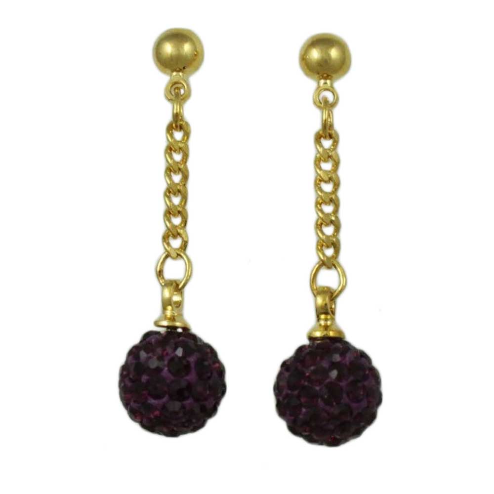 Lilylin Designs Dark Purple Crystal 6MM Fireball Ball Dangling Earring