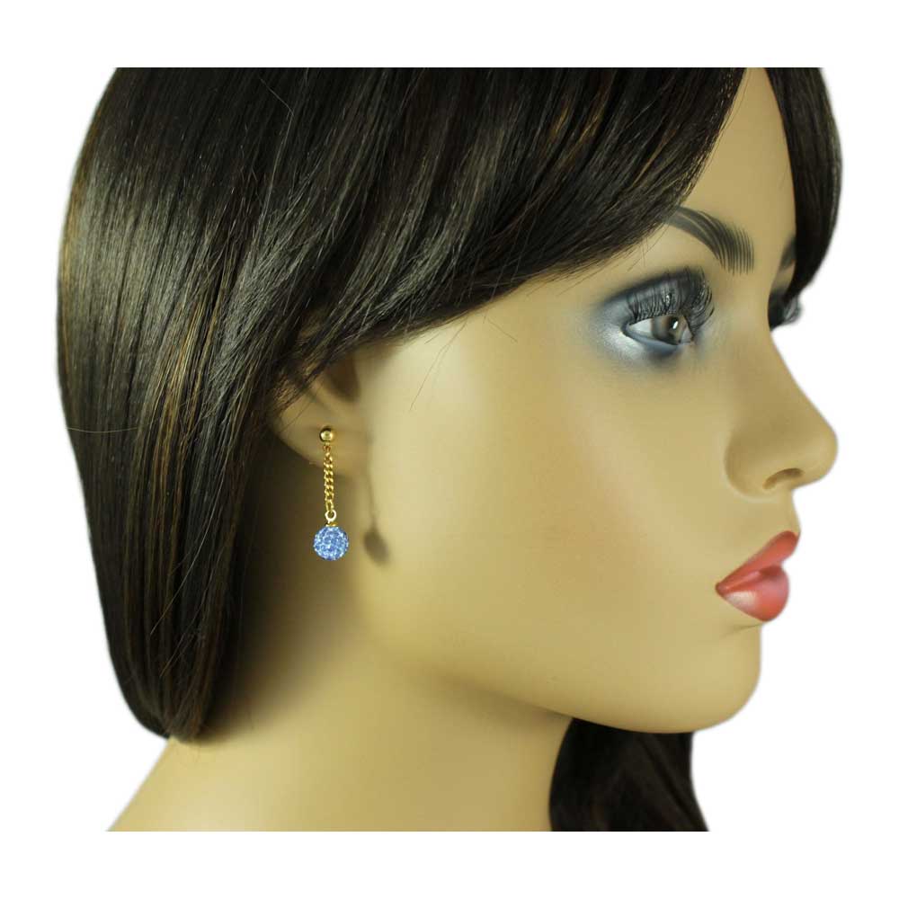 Blue 6MM Crystal Ball Dangling Earring - REC422B - Lilylin Designs