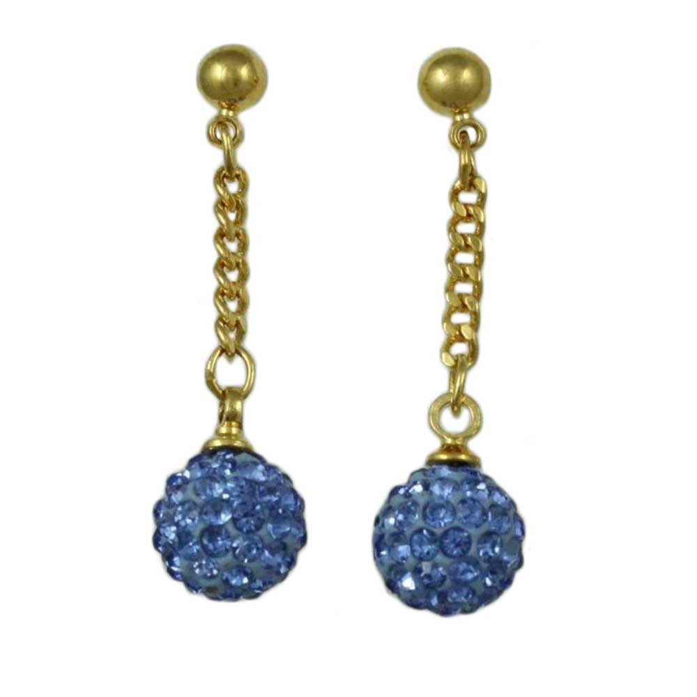 Lilylin Designs Blue Crystal 6MM Fireball Ball Dangling Earring