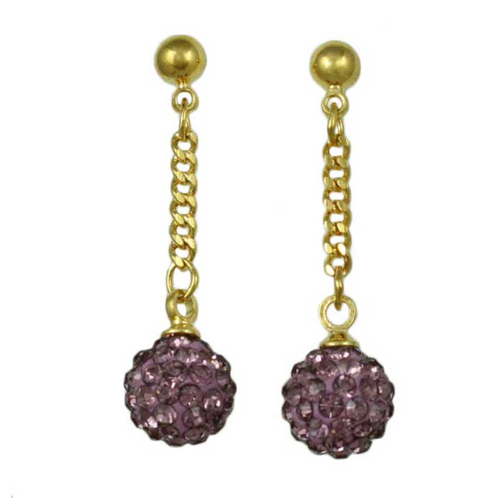 Lilylin Designs Light Purple Crystal 6MM Fireball Ball Pierced Earring