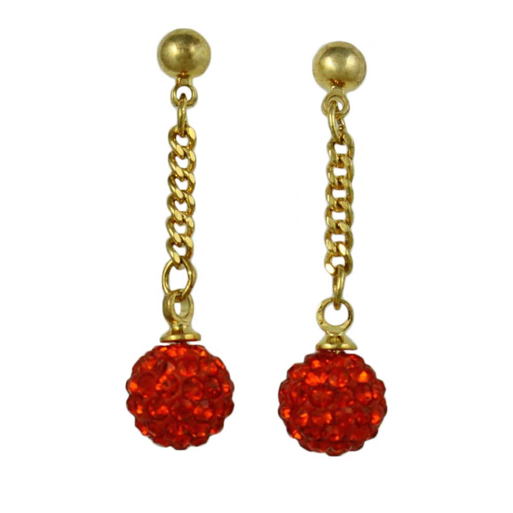 Lilylin Designs Red Crystal 6MM Fireball Ball Dangling Earring