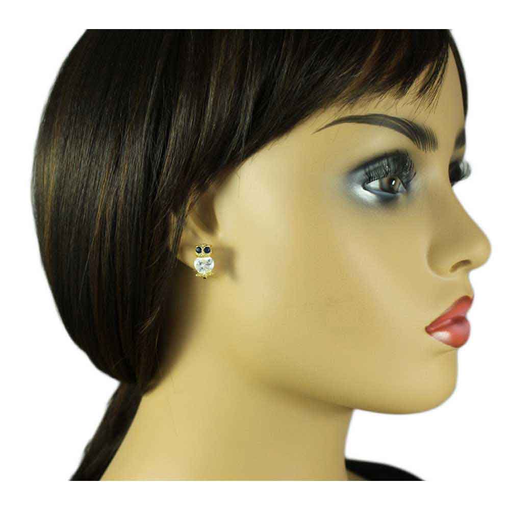 Tiny Crystal Owl Stud Pierced Earring - REC533 - Lilylin Designs