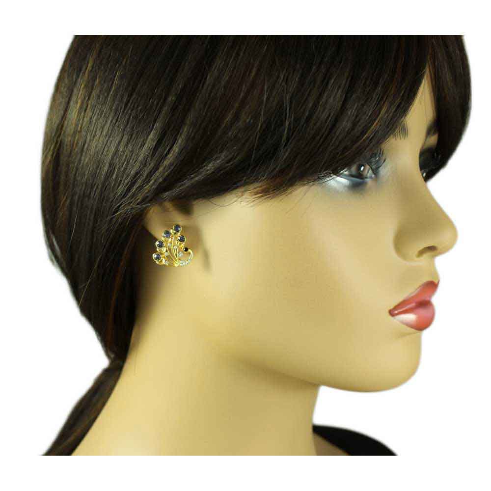 Purple Crystal Peacock Stud Pierced Earring - REC534 - Lilylin Designs