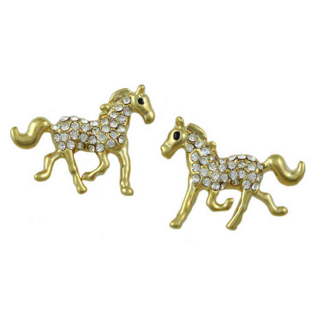 Lilylin Designs Gold and Crystal Running Horse Pierced Earring