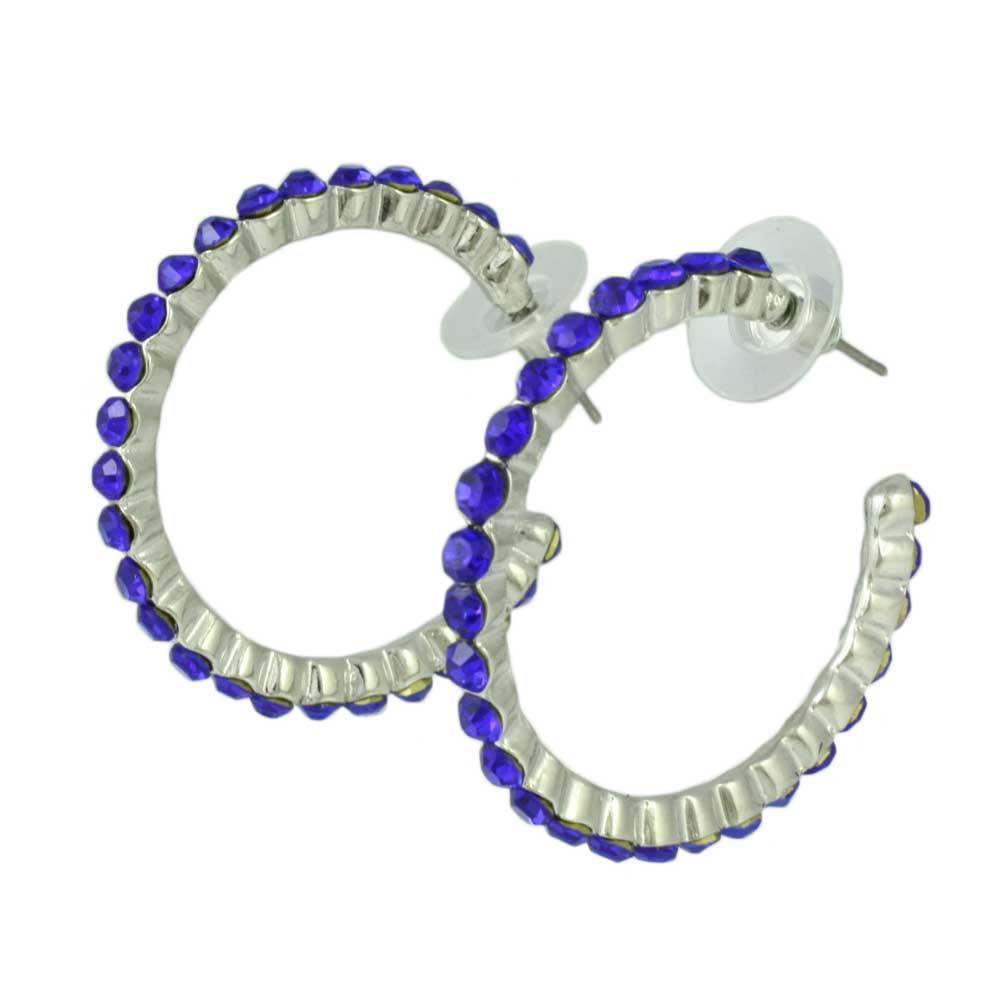 Lilylin Designs Cobalt Blue Crystal Medium Semi-Hoop Pierced Earring
