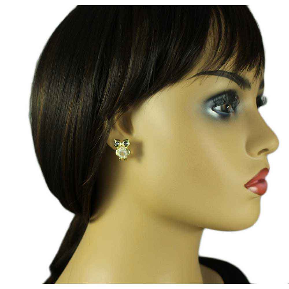 Small Crystal Owl Stud Pierced Earring - REC578 - Lilylin Designs