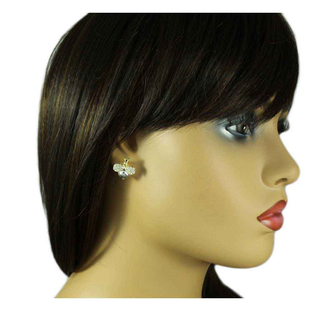 Purple Crystal Bee with Crystal Wings Pierced Earring - REC582 - Lilylin Designs