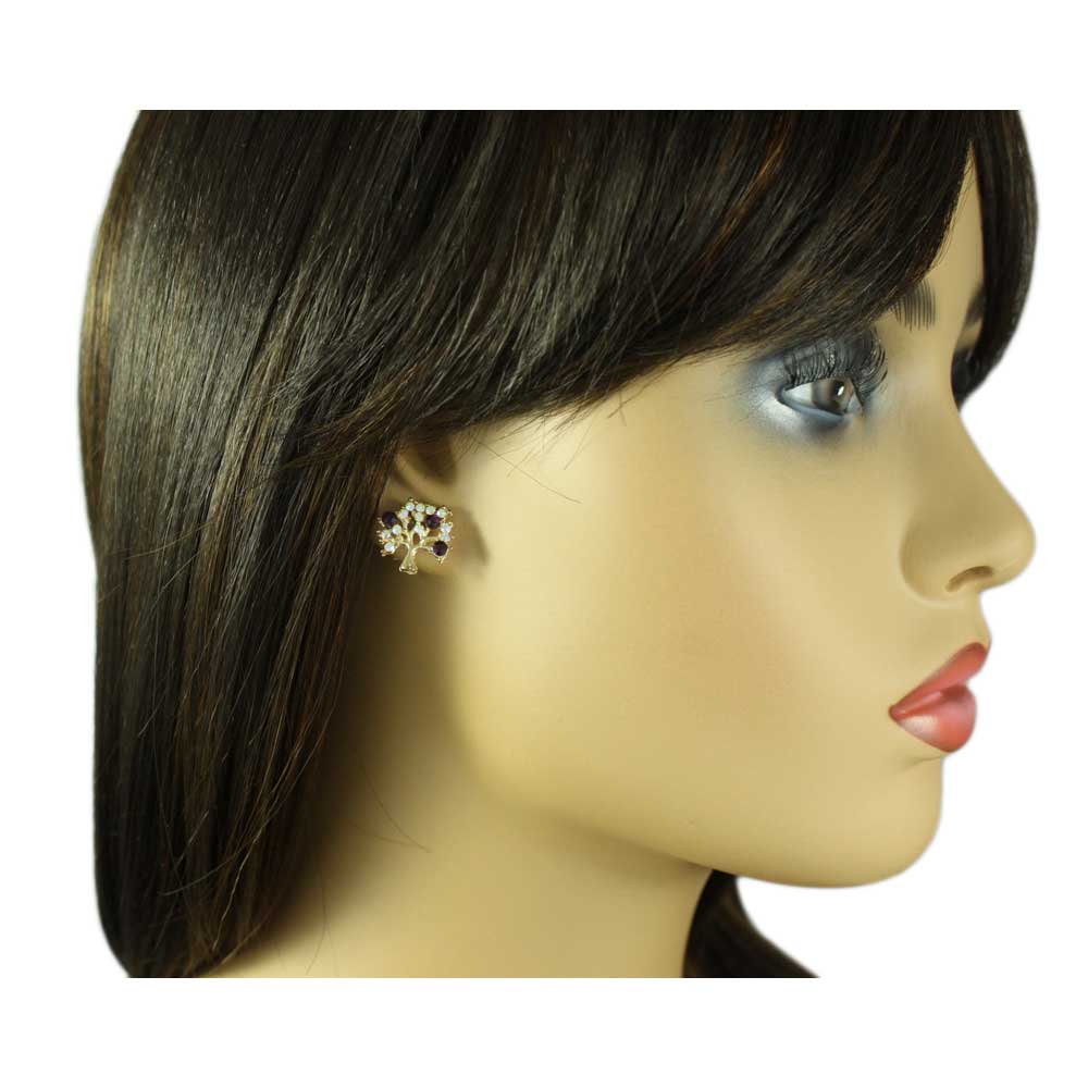 Small Crystal Tree of Life Stud Pierced Earring - REC585 - Lilylin Designs