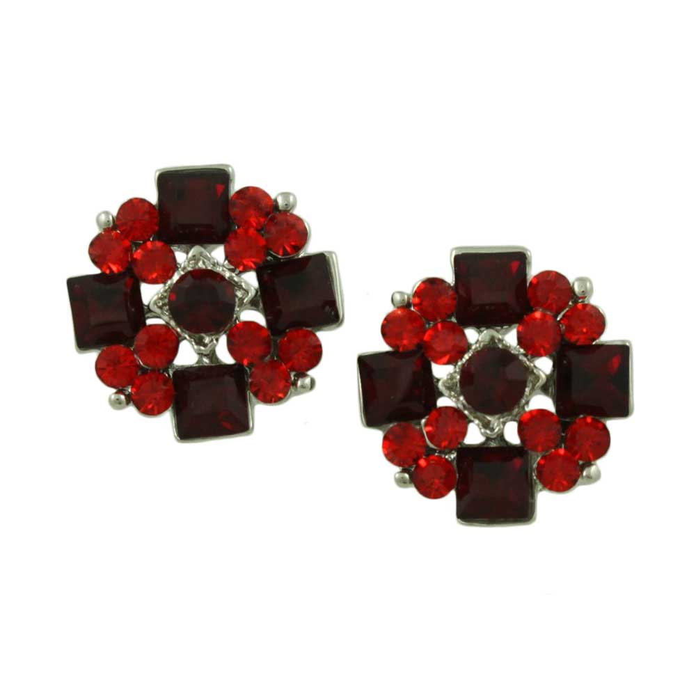 Lilylin Designs Red and Dark Red Crystals Pierced or Clip Earring