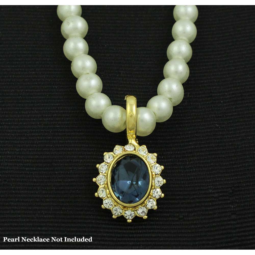 Oval Dark Blue Crystal with Clear Crystals Enhancer Pendant - REC60BL - Lilylin Designs