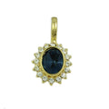 Oval Dark Blue Crystal with Clear Crystals Enhancer Pendant - REC60BL - Lilylin Designs