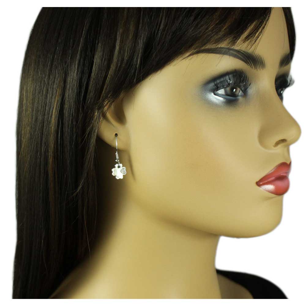 Crystal 4 Leaf Clover Dangling Pierced Earring - REC747 - Lilylin Designs