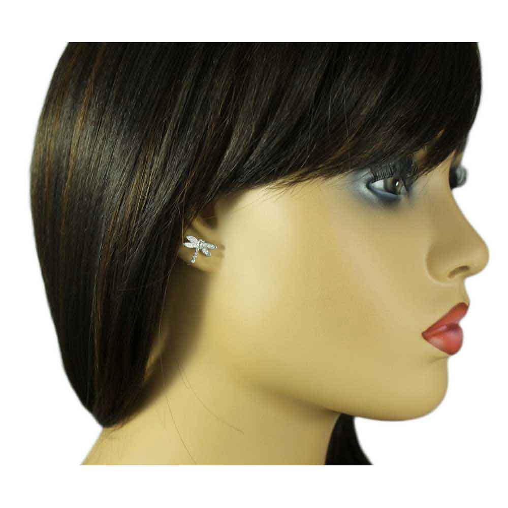 Tiny Crystal Dragonfly Stud Pierced Earring - REC771 - Lilylin Designs
