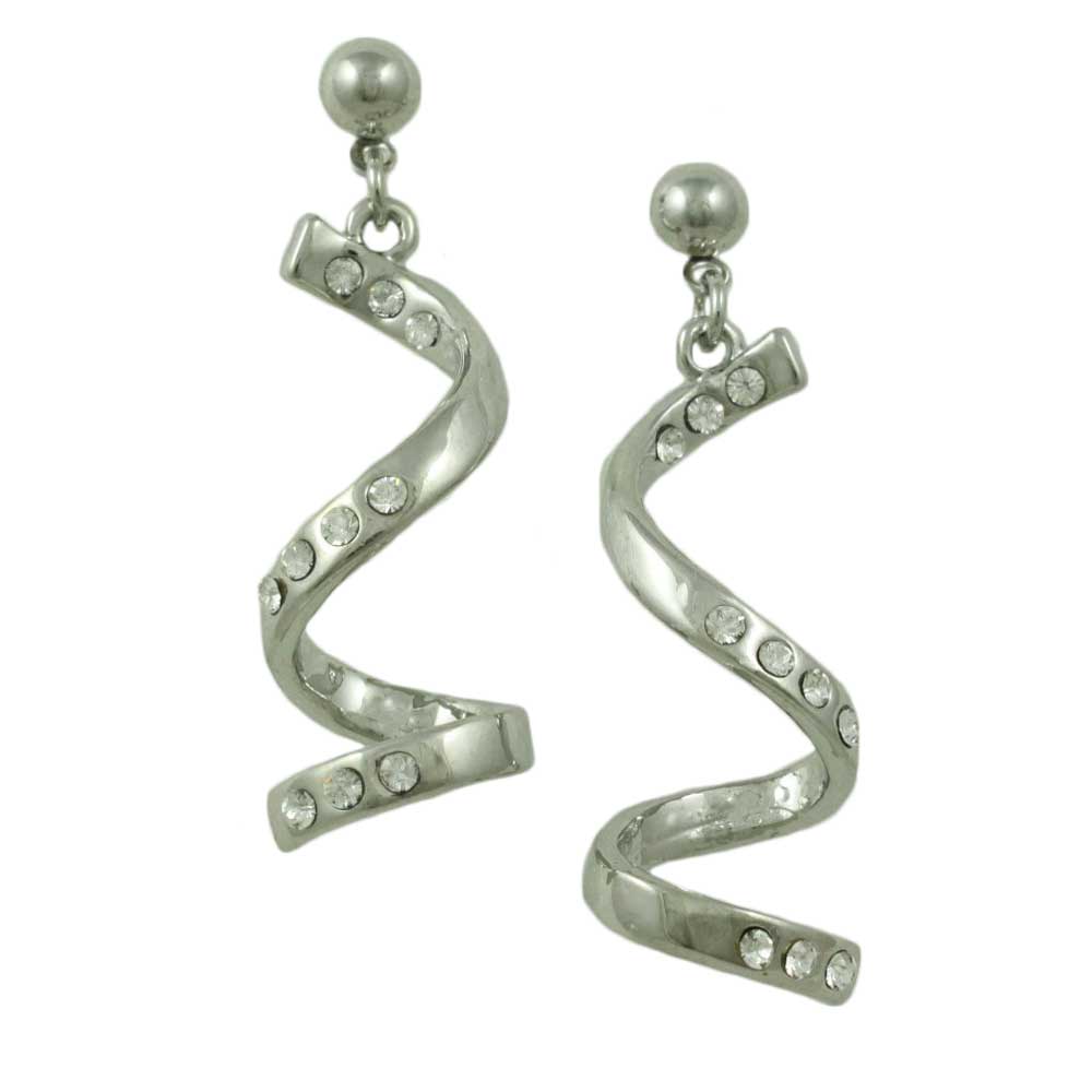 Lilylin Designs Silver Crystal Drop Curl Dangling Pierced Earring
