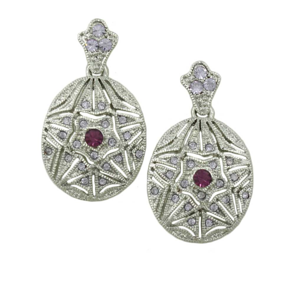 Lilylin Designs Light and Dark Purple Crystal Textured Oval Earring