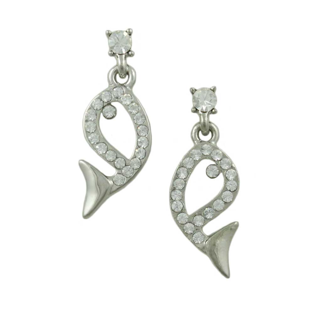 Lilylin Designs Crystal Open Whale Dangling Pierced Earring