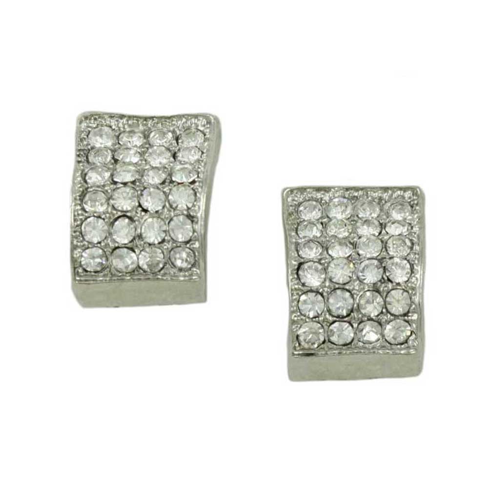 Lilylin Designs Silver and Clear Crystals Arch Rectangle Clip Earring