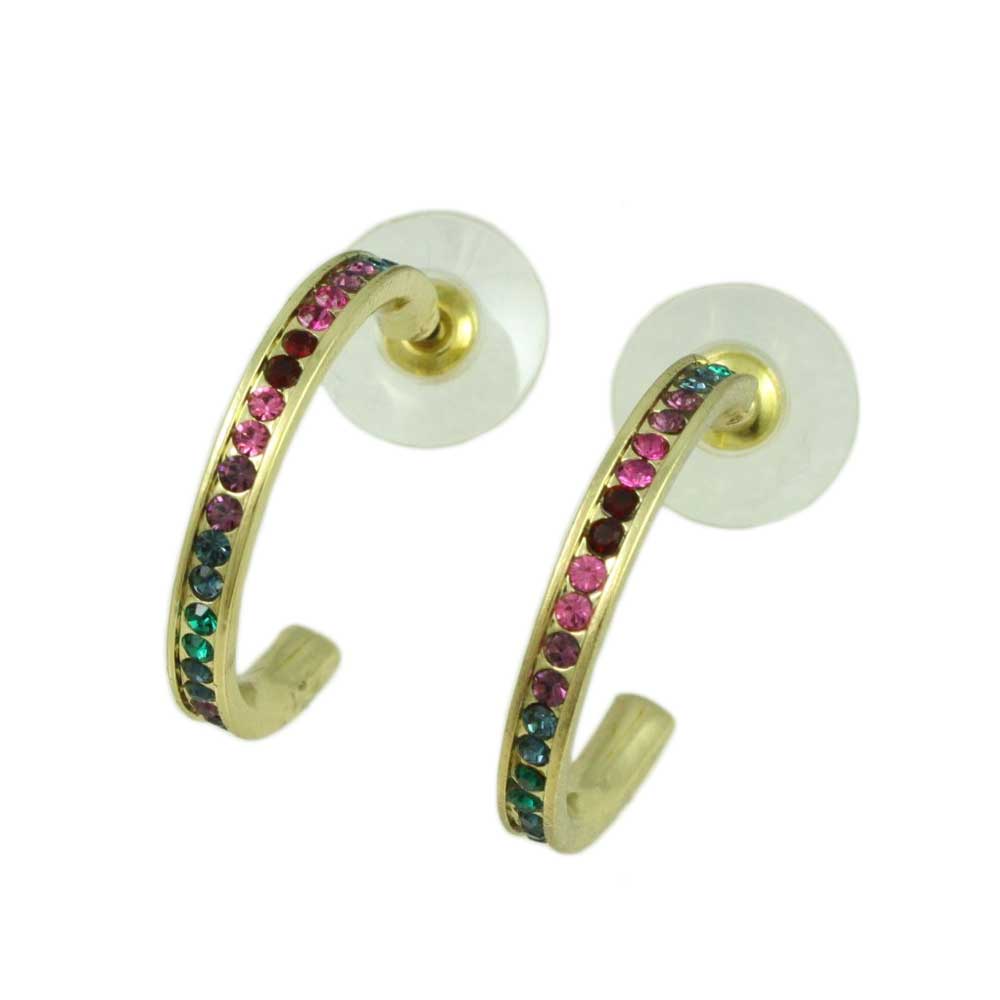 Lilylin Designs Medium Multi-color Crystal Semi Hoop Pierced Earring