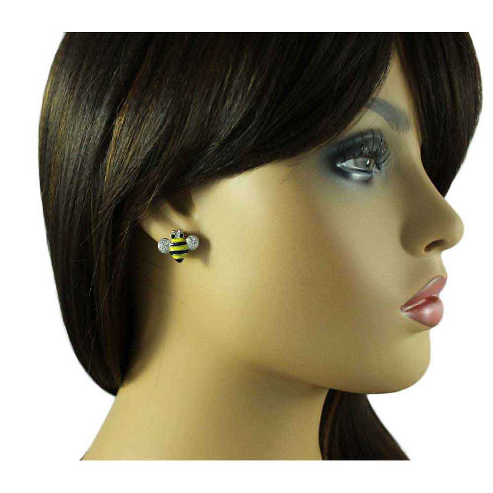 Black and Yellow Bee with Pierced Earring - REE141Y - Lilylin Designs