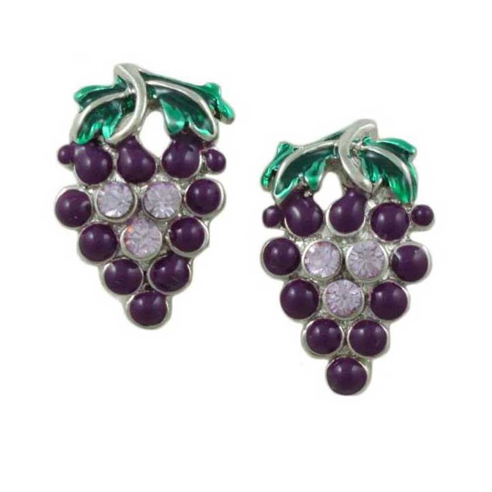Lilylin Designs Purple and Green with Crystals Grapes Pierced Earring