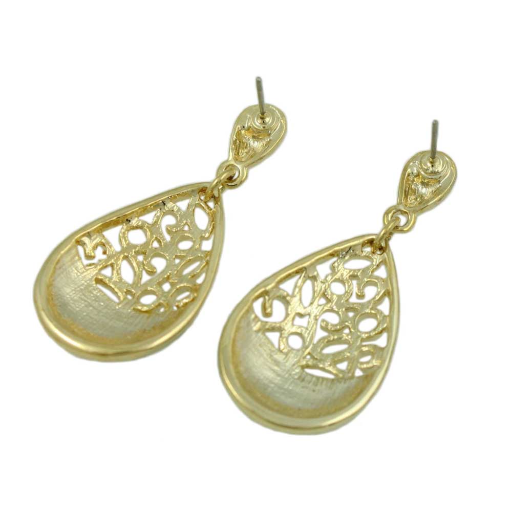 Blue Enamel and Crystal Filigree Teardrop Dangle Earring - REE404BL - Lilylin Designs