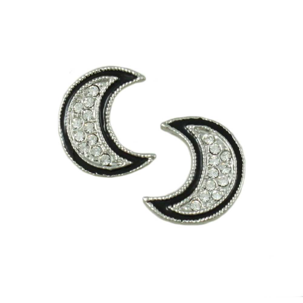Lilylin Designs Crescent Moon with Black and Crystal Pierced Earring
