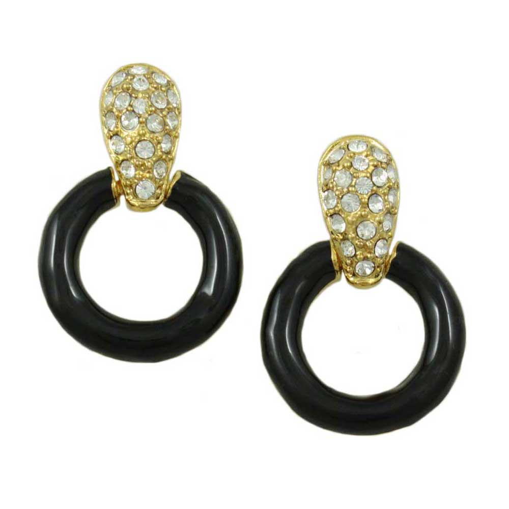 Lilylin Designs Black Gold Crystal Doorknocker Pierced or Clip Earring
