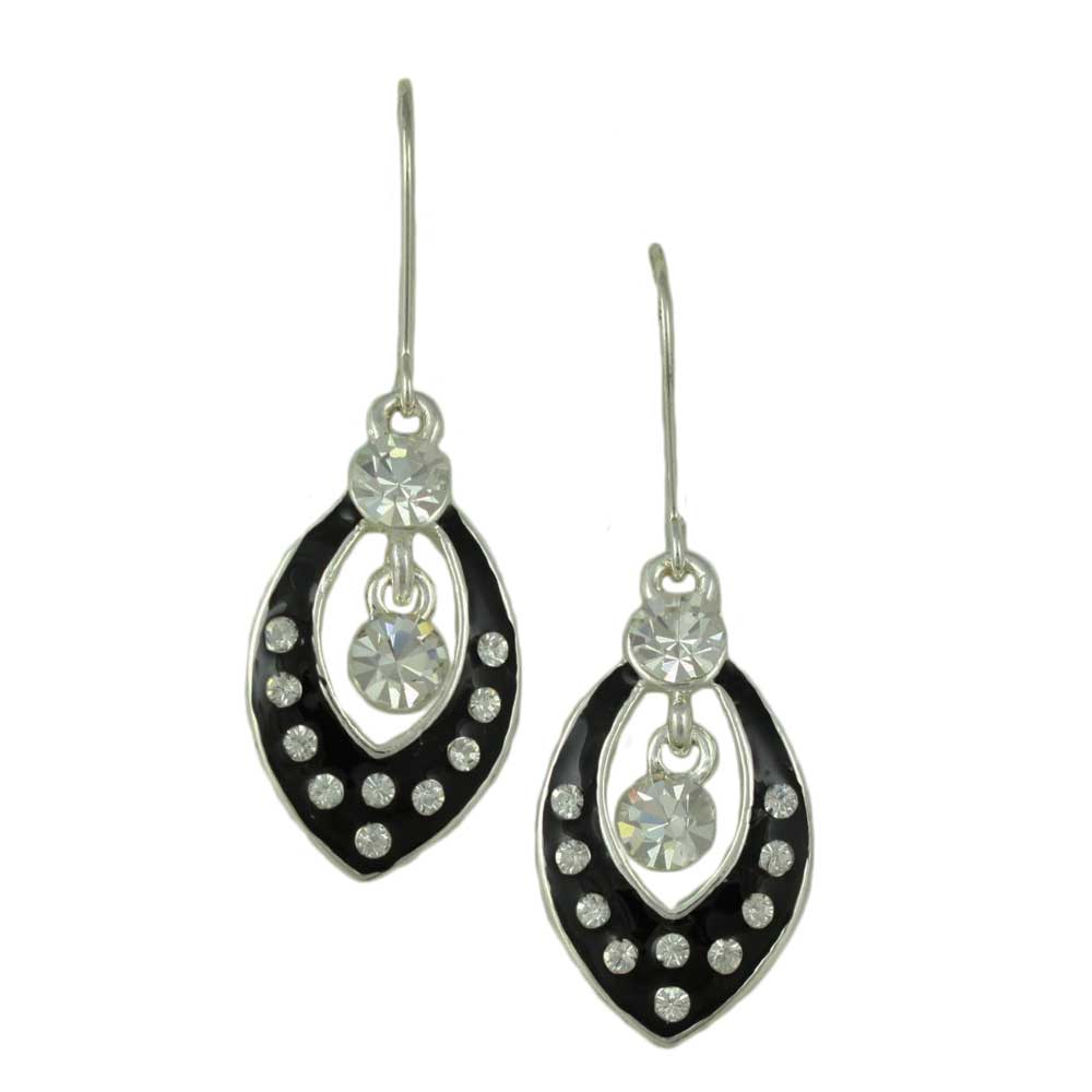 Lilylin Designs Crystal Spotted Black Enamel Open Teardrop Earring