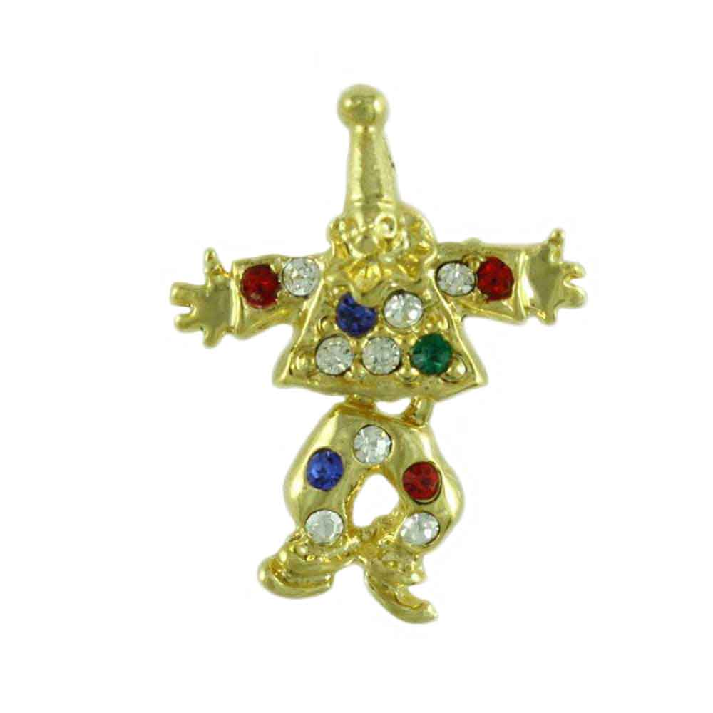 Lilylin Designs Tiny Crystal Clown with Moving Legs Lapel Tac Pin