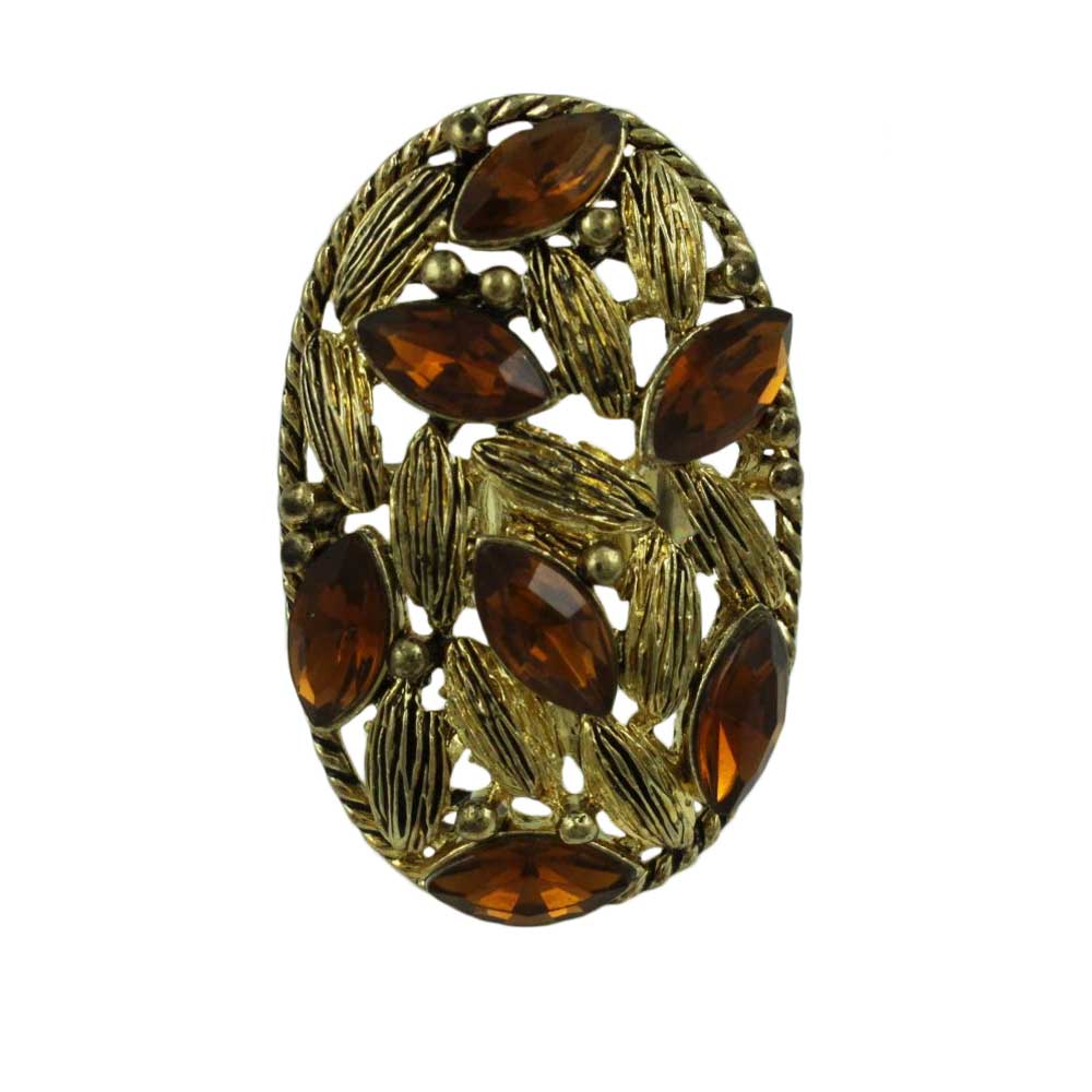 Lilylin Designs Antique Large Oval Topaz Crystal Adjustable Ring