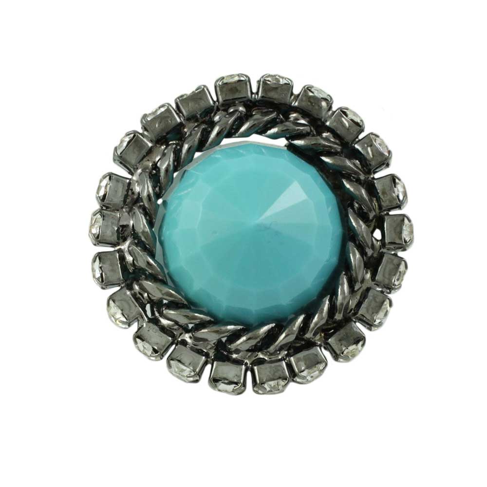 Lilylin Designs Round Turquoise Stone with Crystals Adjustable Ring