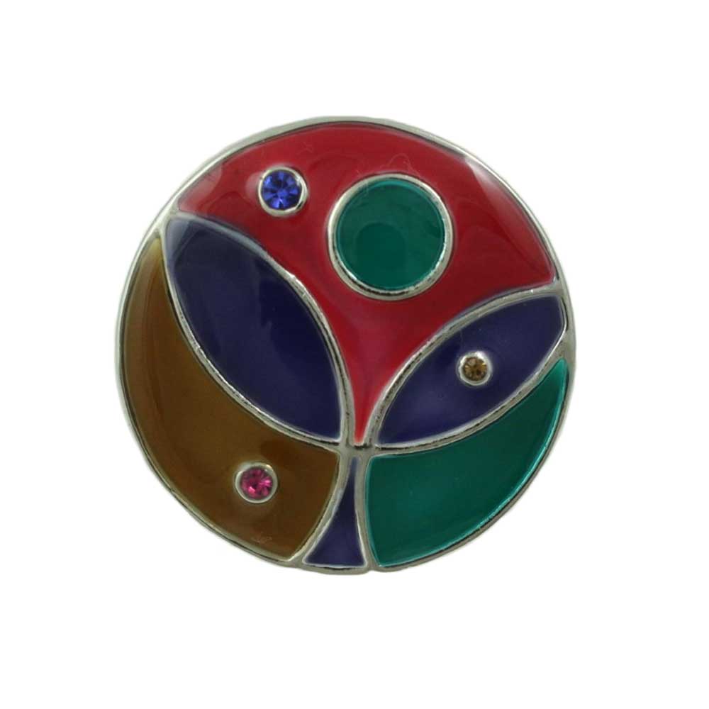 Lilylin Designs Round Multi Color Enamel and Crystal Adjustable Ring