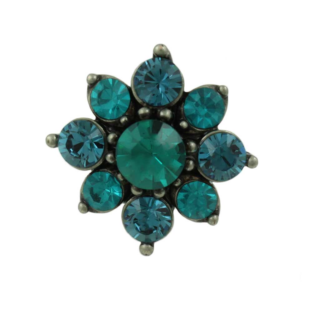 Lilylin Designs Blue Zircon Crystal Flower Adjustable Ring
