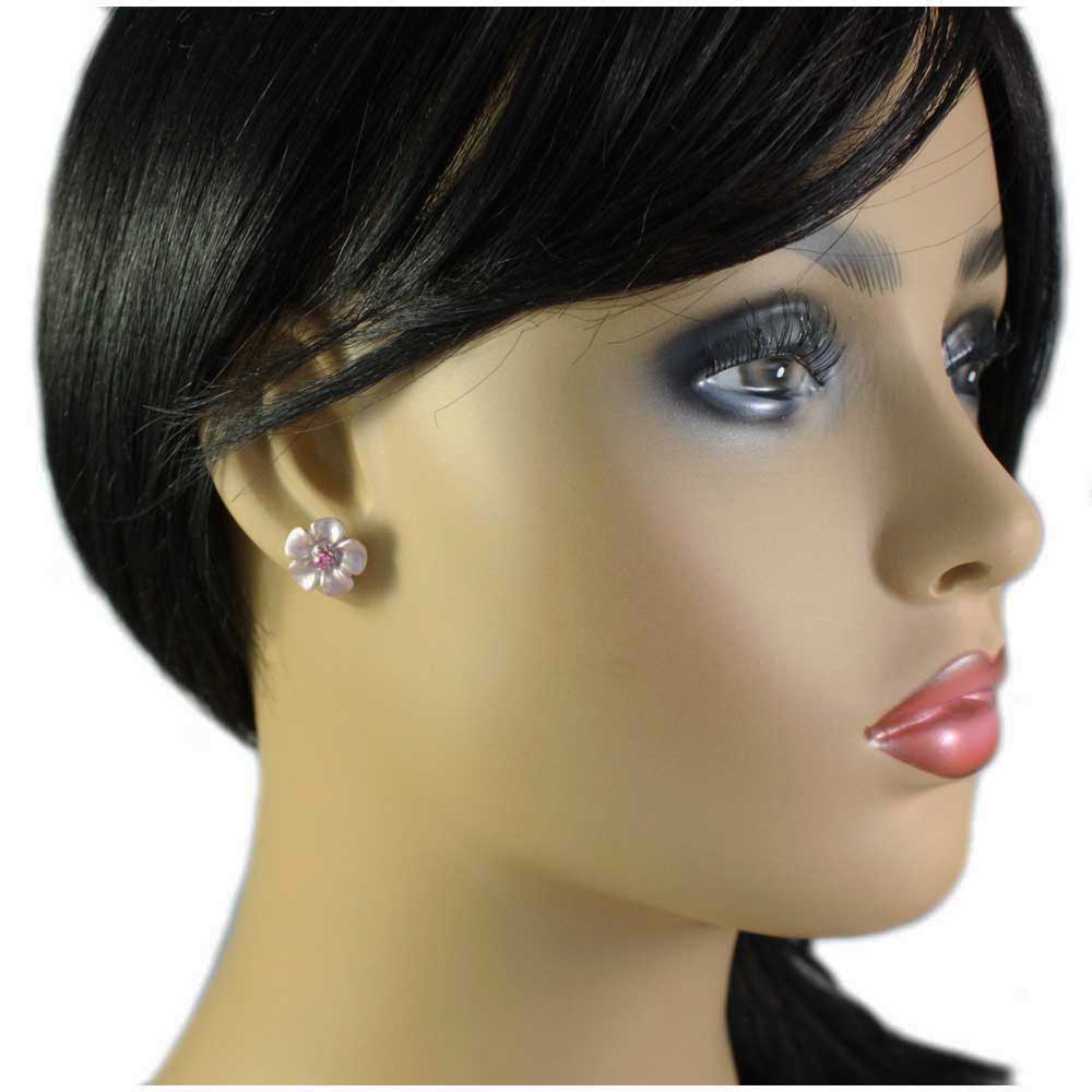 Small Purple Daisy with Pink Center Stud Earring - RSN270EL - Lilylin Designs