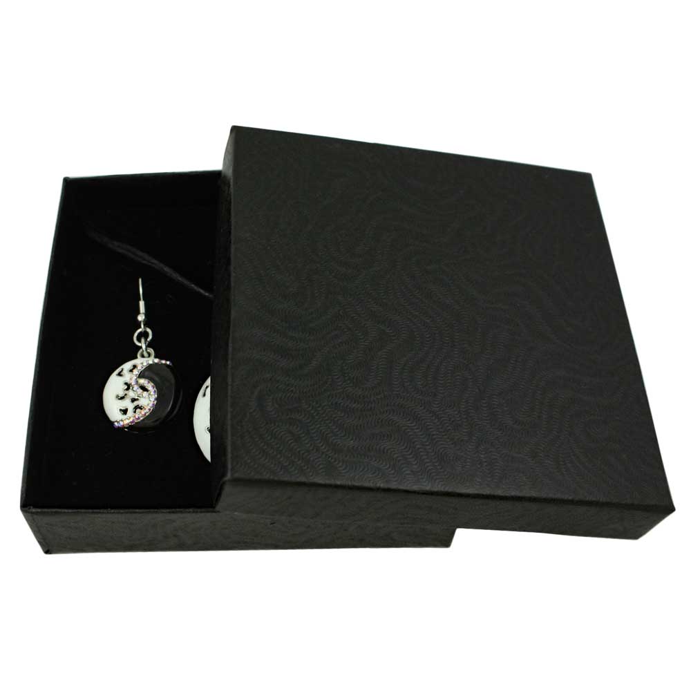 Black and White Yin Yang Necklace and Earring Gift Set - RSN276BS - Lilylin Designs