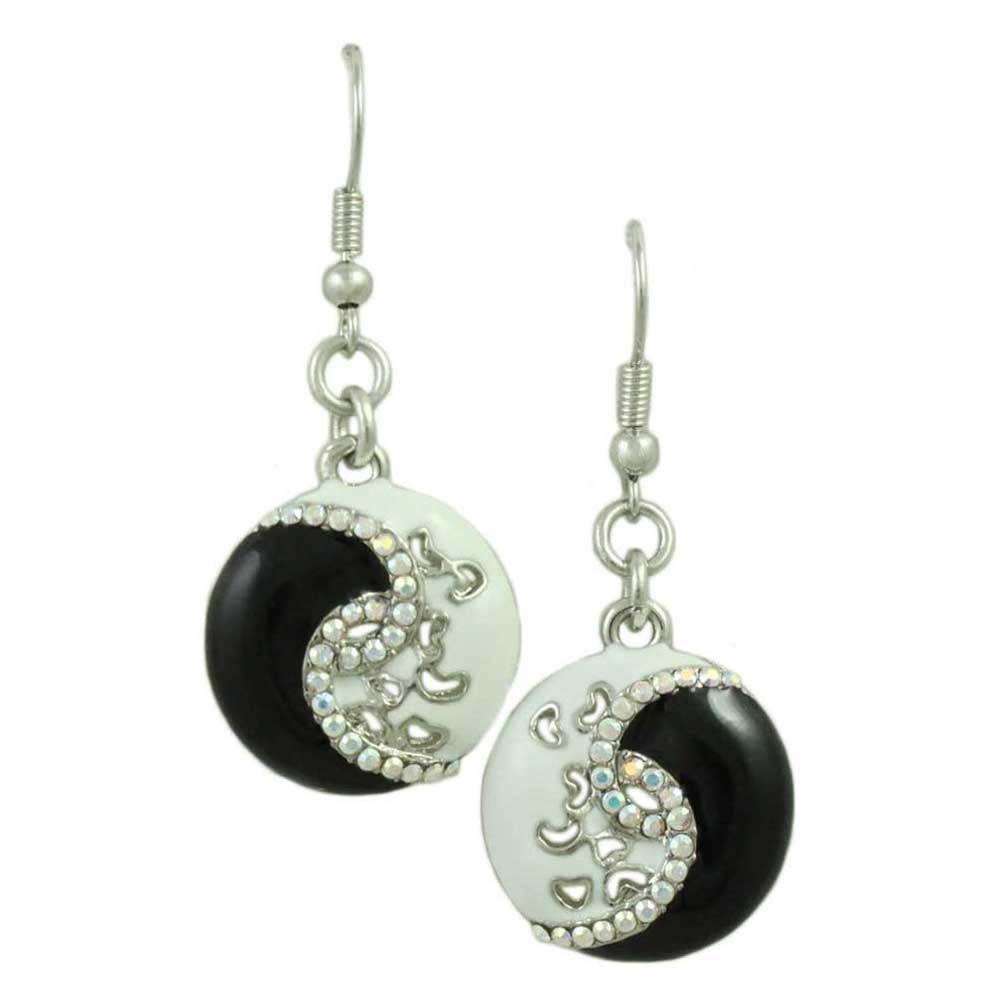 Lilylin Designs Black and White Crystal Yin Yang Pierced Earring