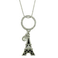 Black and Silver Crystal Eiffel Tower Long Necklace - RSN282 - Lilylin Designs