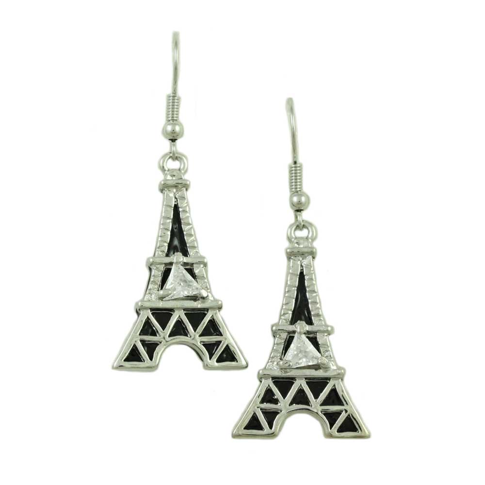 Lilylin Designs Black Eiffel Tower Dangling Pierced Earring