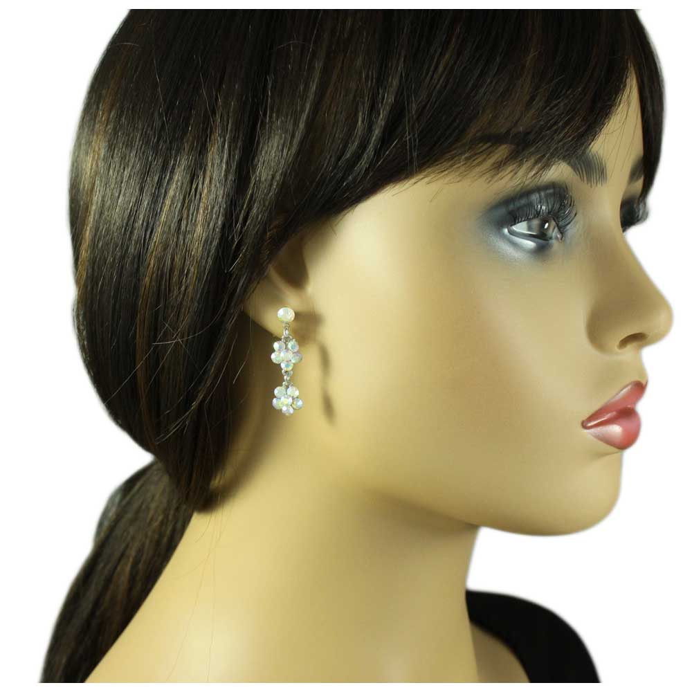Aurora Borealis Crystal Daisies Y Necklace and Earring Boxed Gift Set - RSN328BS - Lilylin Designs