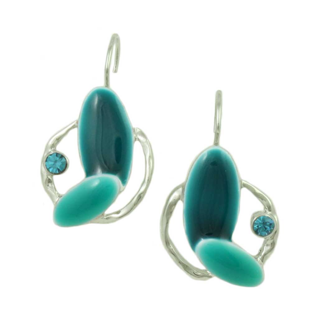 Lilylin Designs Turquoise Blue Enamel Ovals Crystal Pierced Earring