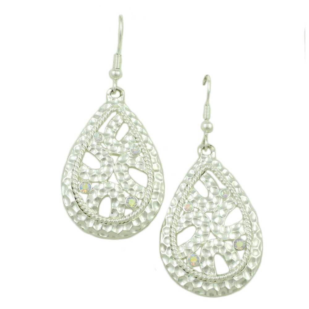 Lilylin Designs Silver-tone Teardrop with Crystals Pierced Earring