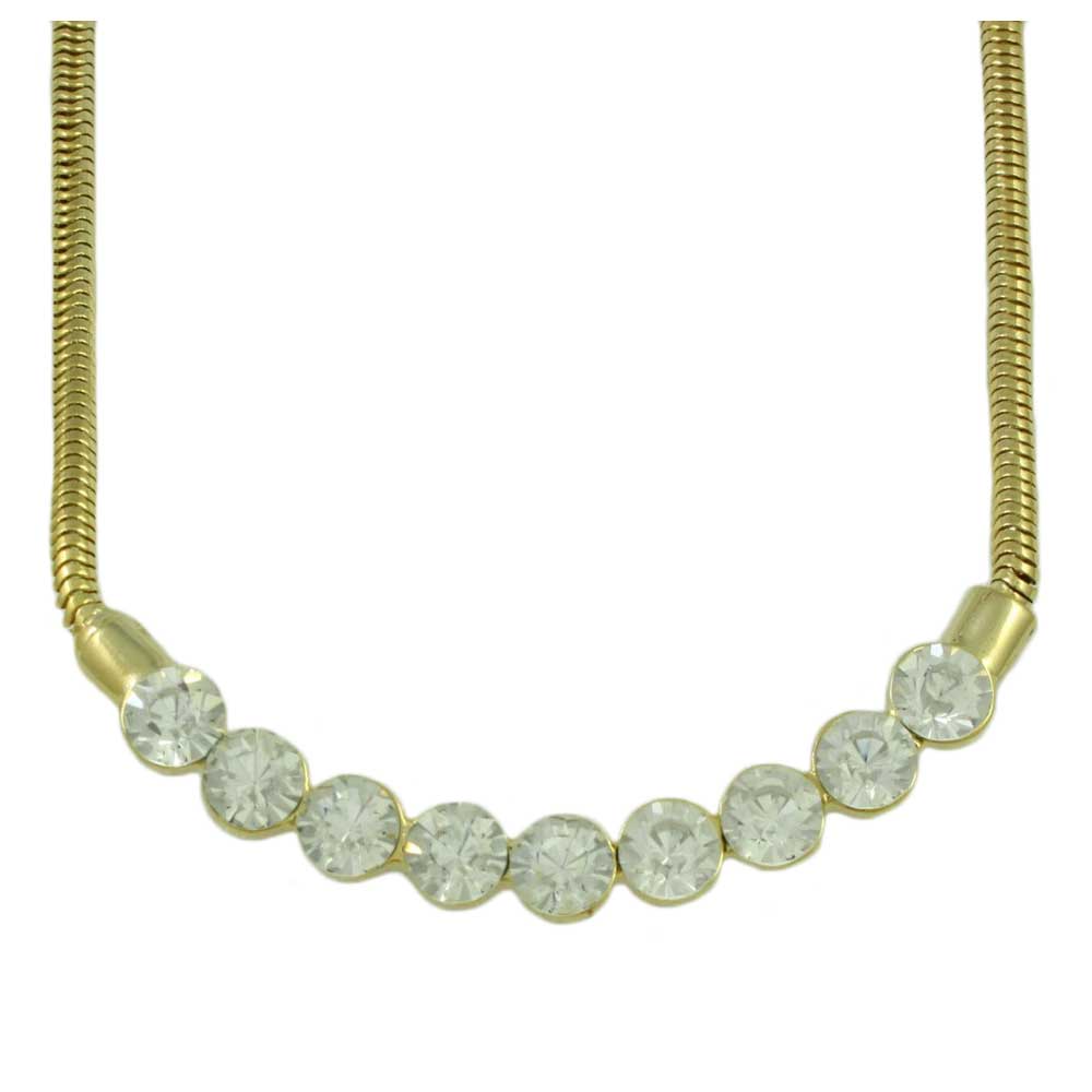 Row of 6MM Crystals Necklace + Free Stud Earring - RSN403S - Lilylin Designs