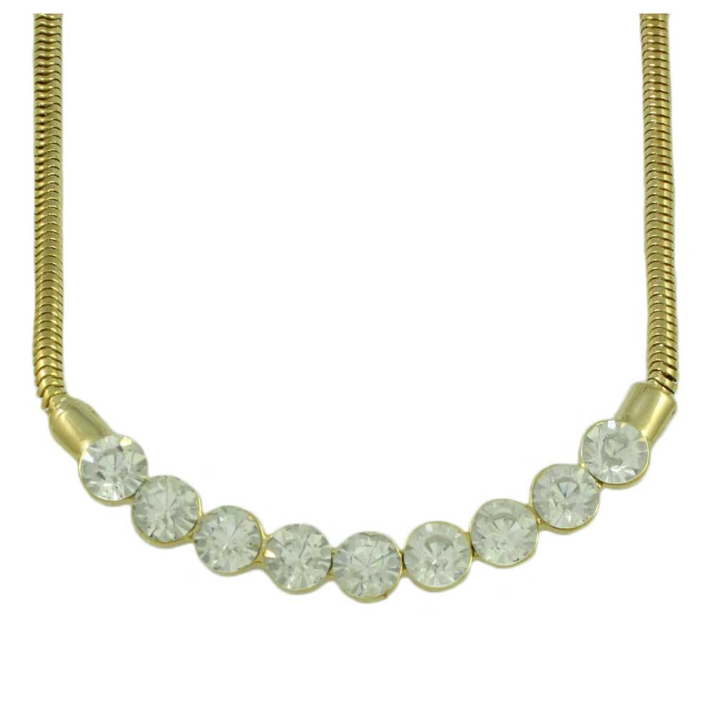 Lilylin Designs Row of 6MM Crystals Necklace + Free Stud Earring