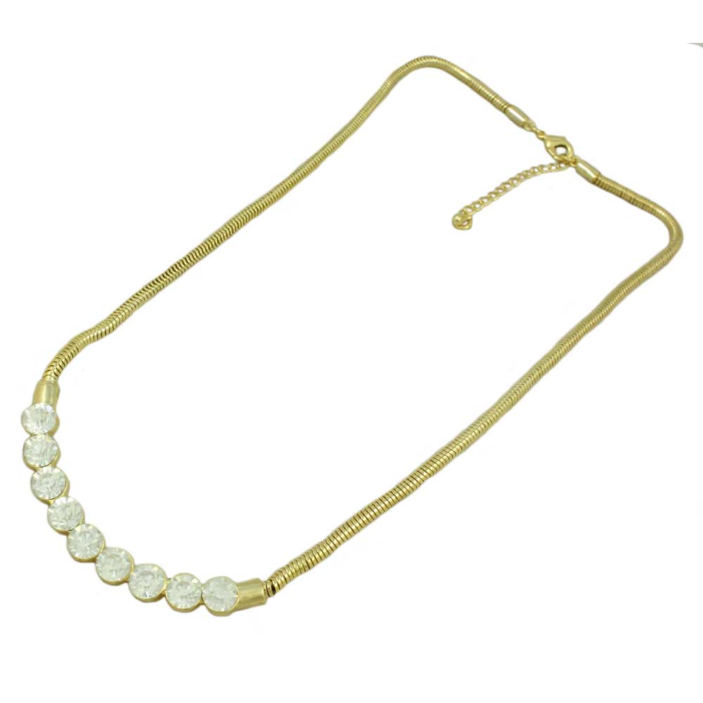 Row of 6MM Crystals Necklace + Free Stud Earring - RSN403S - Lilylin Designs