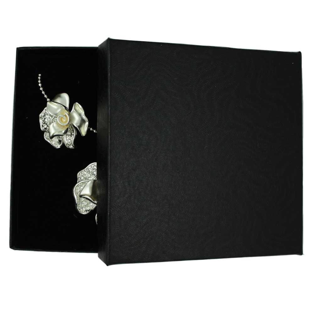 Lilylin Designs Frosted Crystal Rose Necklace and Pierced Earring Set-cover