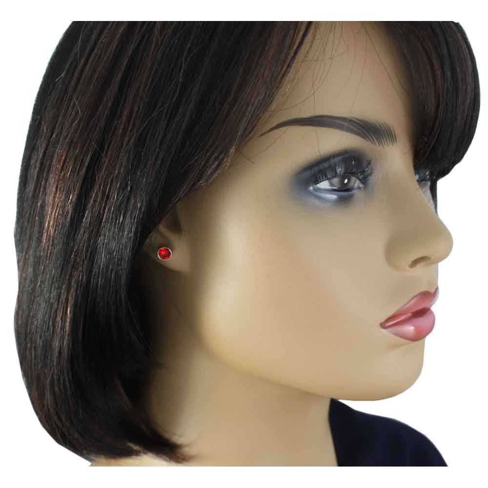 Crystal Heart Necklace with Red Stud Pierced Earring Set - RSN645NE - Lilylin Designs