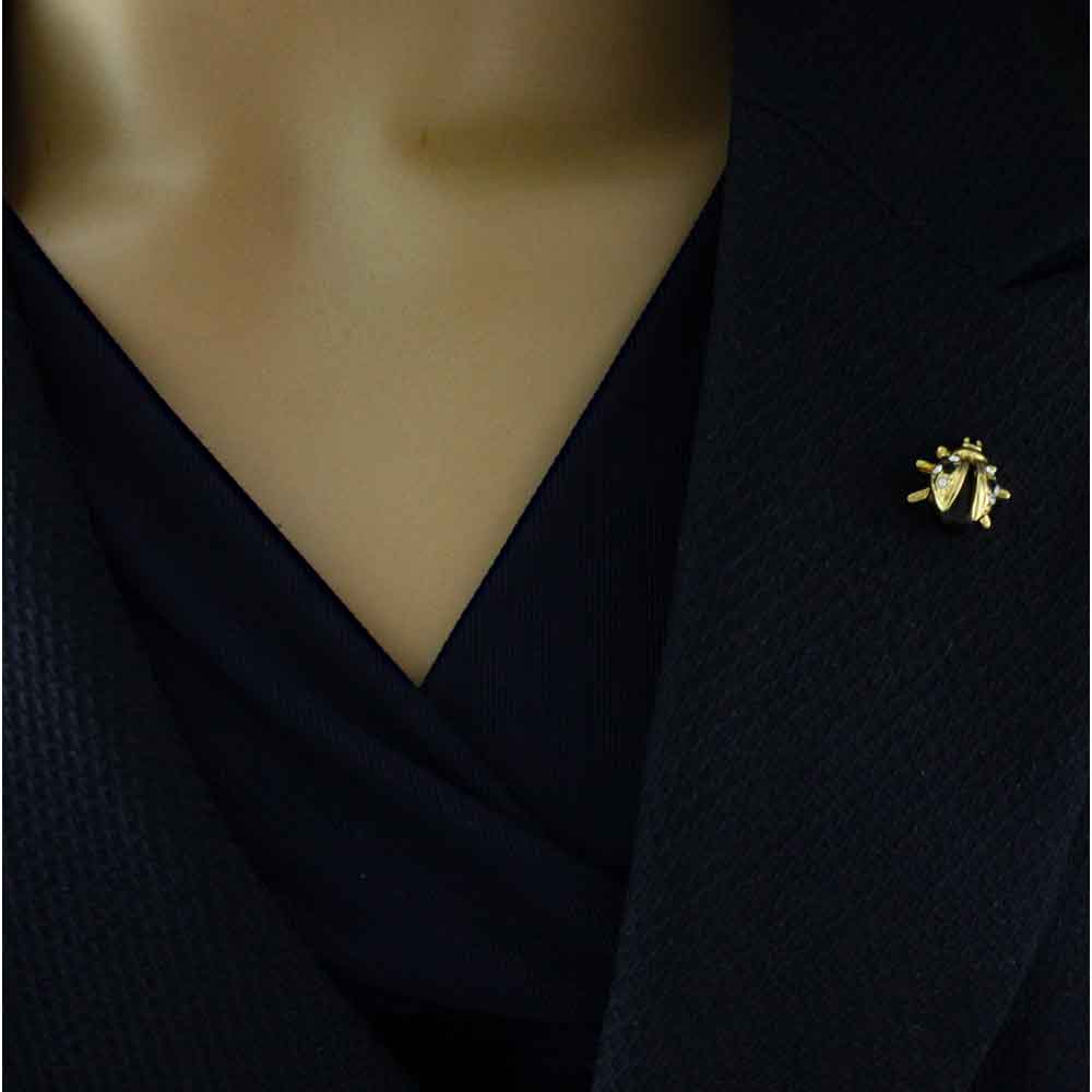 Small Black Ladybug Lapel Tac Pin - RSP70ABK - Lilylin Designs
