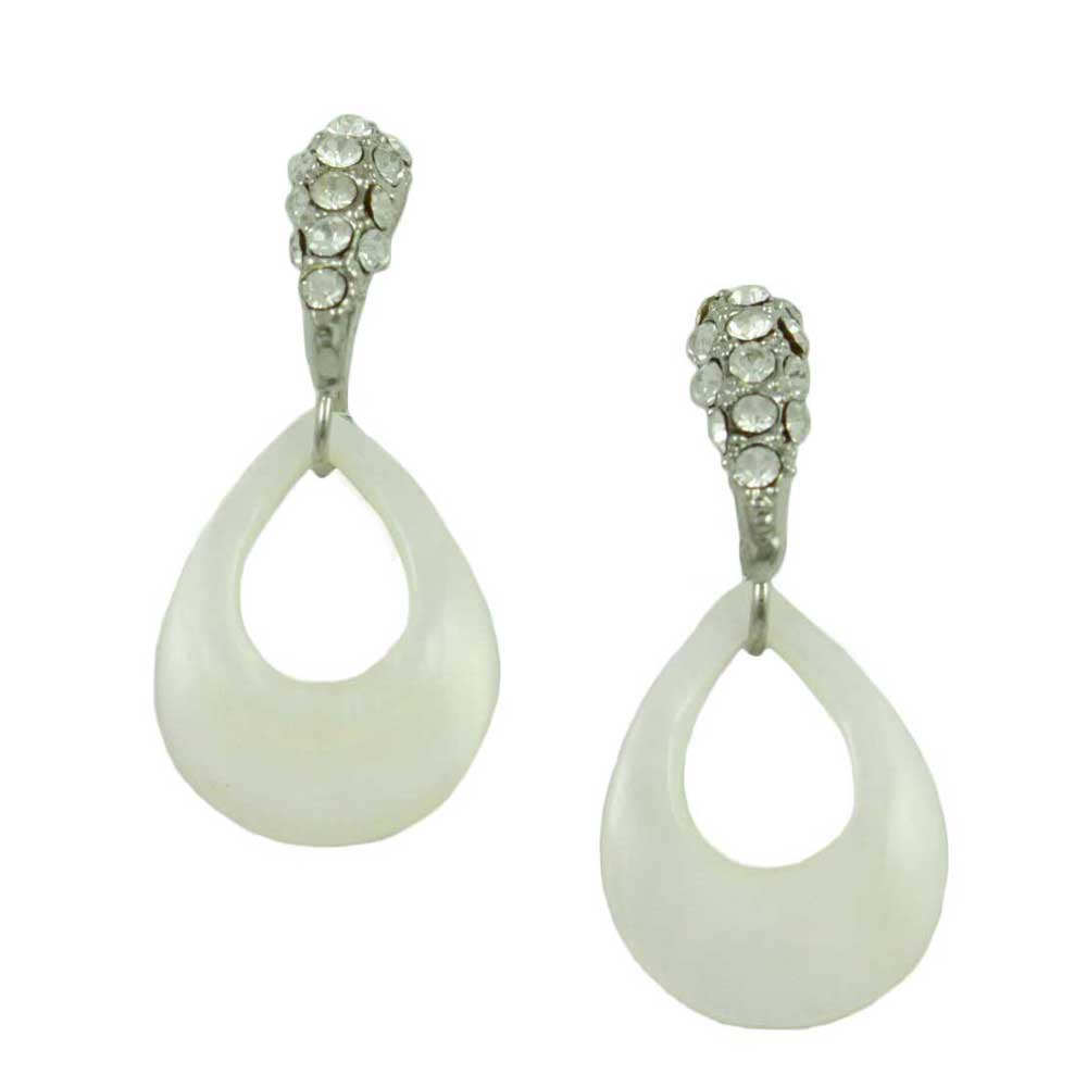 Lilylin Designs White Mother of Pearl Shell and Crystal Post Earring