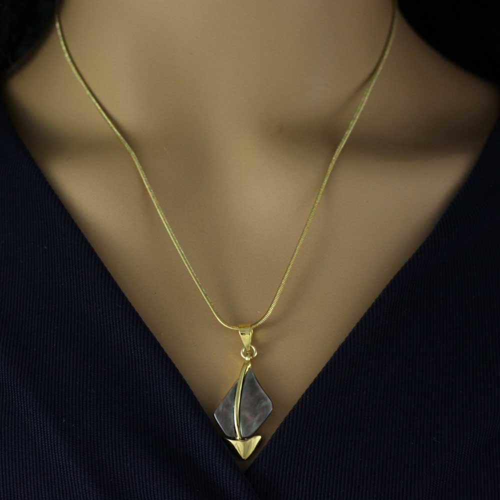 Natural Shell Sailboat Pendant on Gold - plated Chain - SLN801 - Lilylin Designs